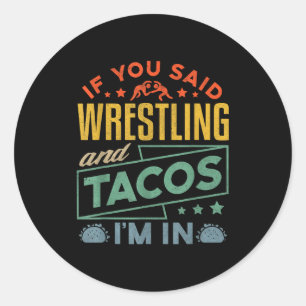 Adesivo Camiseta engraçada de wrestling e tacos Lutar Retr