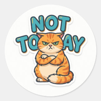 Adesivo Camiseta Engraçada do Gato Mal-Humorado Não Hoje