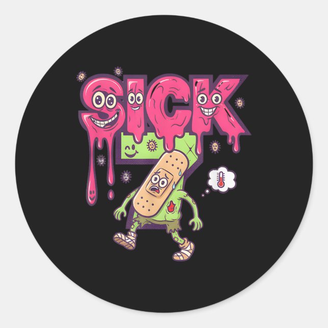 Adesivo Camiseta engraçada do meme sete doente seis sete d (Frente)