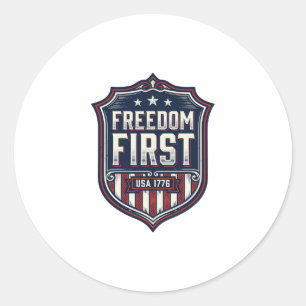 Adesivo Camiseta Escudo Patriótico Freedom First EUA 1776 
