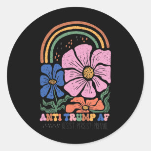 Adesivo Camiseta Floral Boho Vintage Anti-Trump, Resista P