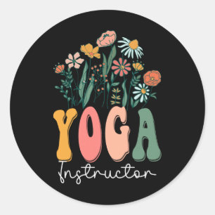 Adesivo Camiseta Floral Retro Groovy Instrutora de Yoga Fl