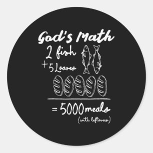 Adesivo Camiseta God's Math 2 Peixes 5 Pães 5000 Refeições