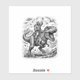 Adesivo Camiseta Gráfica com Cavaleiro de Dinossauro em Es