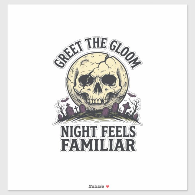 Adesivo Camiseta Gráfica Crânio Lua Assustadora de Hallowe (Folha)