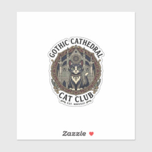 Adesivo Camiseta Gráfica de Arte Gótica Catedral Gato - Gó