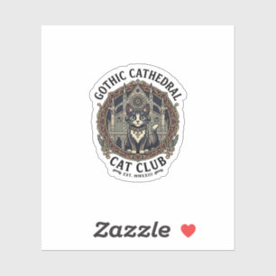 Adesivo Camiseta Gráfica de Arte Gótica Catedral Gato - Gó