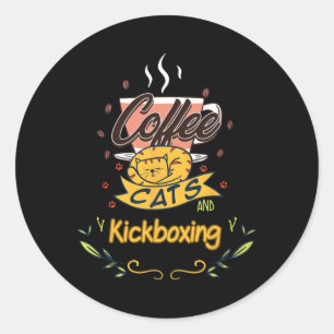 Adesivo Camiseta Gráfica de Café Gatos e Kickboxing de Caf