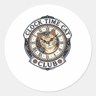 Adesivo Camiseta Gráfica de Gato Hora do Relógio Arte - Ho