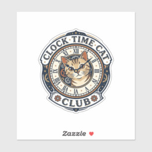 Adesivo Camiseta Gráfica de Gato Hora do Relógio - Hora do