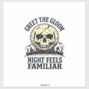 Adesivo Camiseta Gráfica Lua Assustadora Crânio Halloween_
