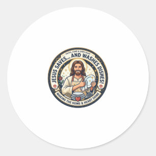 Adesivo Camiseta Humor Tarefas de Lavanderia Jesus Gráfico