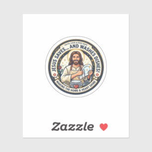 Adesivo Camiseta Humor Tarefas de Lavanderia Jesus Gráfico