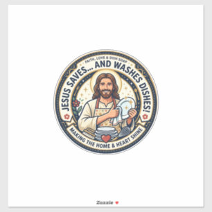 Adesivo Camiseta Humor Tarefas de Lavanderia Jesus Gráfico