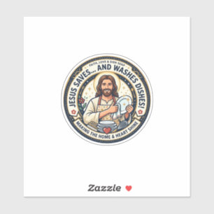 Adesivo Camiseta Humor Tarefas de Lavanderia Jesus Gráfico