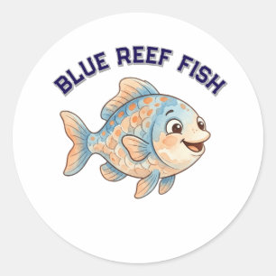 Adesivo Camiseta Infantil de Peixe Azul Coral em Aquarela