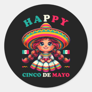 Adesivo Camiseta Kids Feliz Cinco De Mayo Menina Kids Mexi