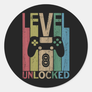 Adesivo Camiseta Kids Level 8 Desbloqueado Video Gamer 8º