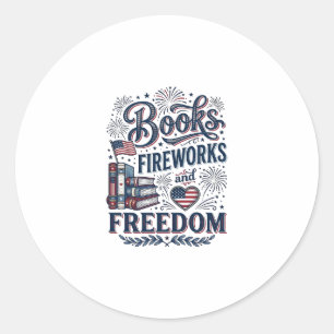 Adesivo Camiseta Leitor Patriótico Livros Fogos de Artifíc