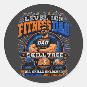 Adesivo Camiseta Level 100 Fitness Dad – Skill Tree Gym Da