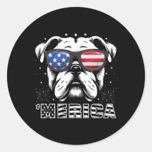 Adesivo Camiseta Patriótica de Cachorro Bulldog 4 de Julho