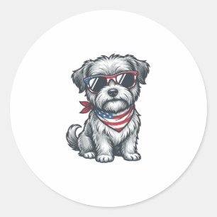 Adesivo Camiseta Patriótica de Cachorro Desgrenhado com Gr