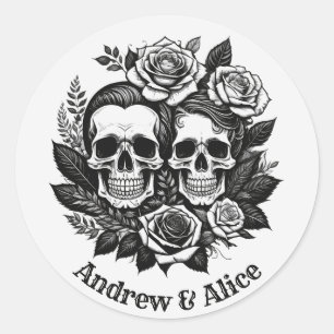Adesivo Camiseta personalizada com nome de casal caveira