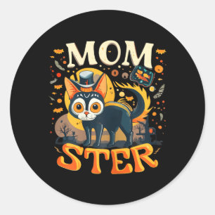 Adesivo Camiseta Preta de Gato de Halloween Engraçado para