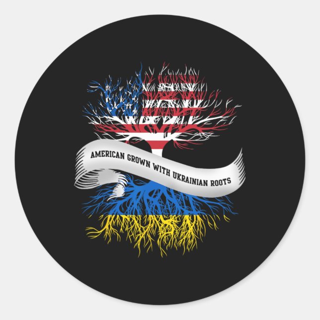 Adesivo Camiseta Ucrânia Raízes Ucranianas Cultivada Ameri (Frente)