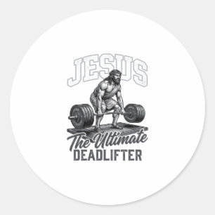 Adesivo Camiseta Vetorial Vintage Jesus Levantador de Peso