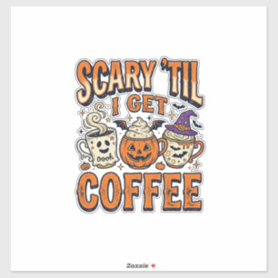 Adesivo Camiseta Vintage de Café no Halloween Assustador A