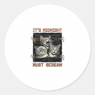 Adesivo Camiseta Vintage de Gatos Gritando à Meia-Noite En