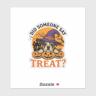 Adesivo Camiseta Vintage de Halloween Bulldog Bruxa Dog Tr