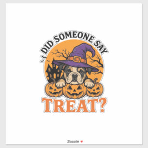 Adesivo Camiseta Vintage de Halloween Bulldog Bruxa Dog Tr