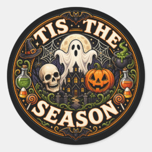 Adesivo Camiseta Vintage de Halloween com Gráfico 'Tis The