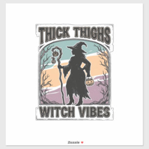 Adesivo Camiseta Vintage de Halloween Thick Thighs Witch V