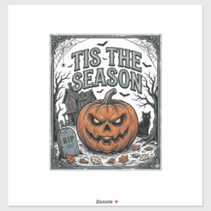 Adesivo Camiseta Vintage Halloween Abóbora Gato É a Tempor