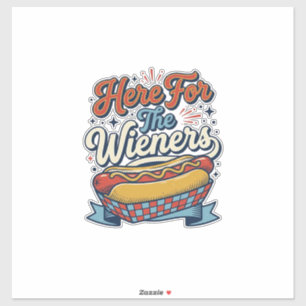 Adesivo Camiseta Vintage Hot Dog Here For The Wieners_1