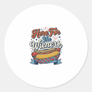 Adesivo Camiseta Vintage Hot Dog Here For The Wieners_1