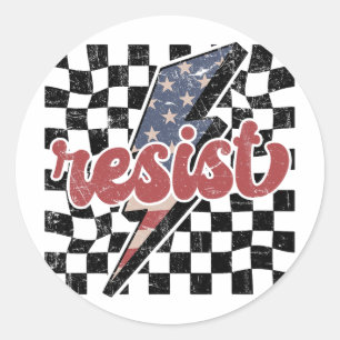 Adesivo Camiseta Vintage Resist, Anti-Patriótico Xadrez Re