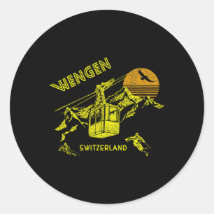 Adesivo Camiseta Wengen Suíça Esqui Retro