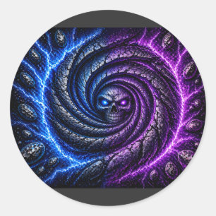 Adesivo CamisetaFire vs Ice Skull Vortex Ilusão Óptica