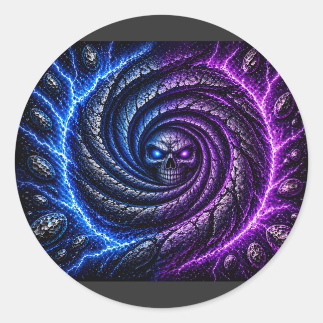 Adesivo CamisetaFire vs Ice Skull Vortex Ilusão Óptica | (Frente)