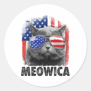 Adesivo Camisetas 4 de Julho do Gato Meowica Merica Homens