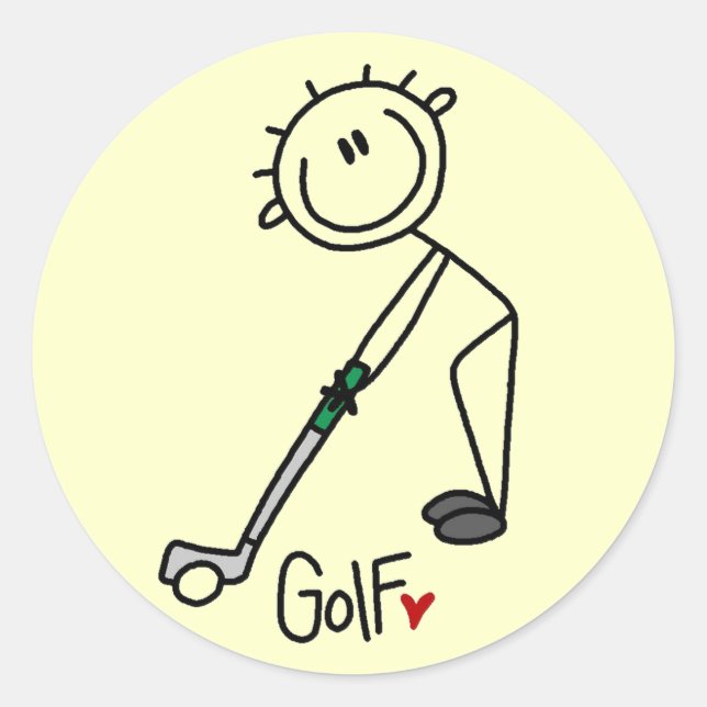 Adesivo Camisetas e Presentes Básicos de Golfe com Boneco  (Frente)