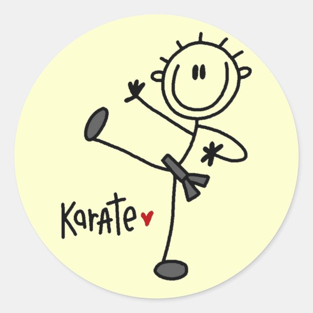 Adesivo Camisetas e Presentes Básicos de Karatê com Boneco (Frente)