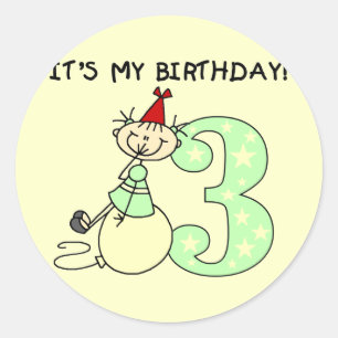 Adesivo Camisetas e presentes de aniversário de 3 anos de