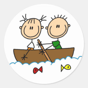 Adesivo Camisetas e Presentes de Barco de Pesca com Boneco