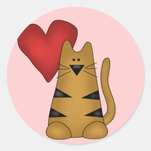 Adesivo Camisetas e presentes de coração e de gatos riscad