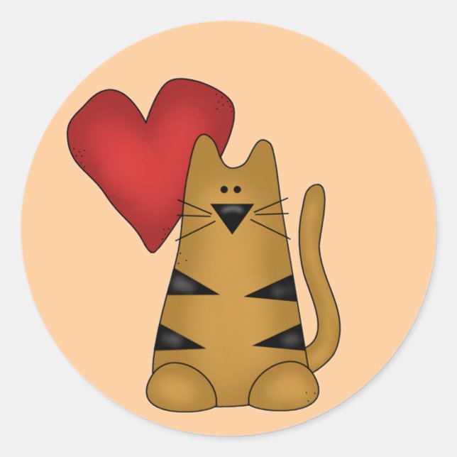 Adesivo Camisetas e presentes de coração e de gatos riscad (Frente)